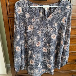 Feather print semi-sheer tunic